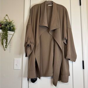 Max Studio Taupe Tan Open Front Kimono Jacket